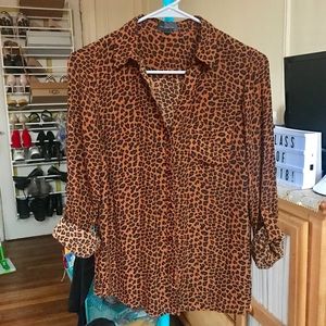 The Limited Long Sleeve Cheetah Print Blouse